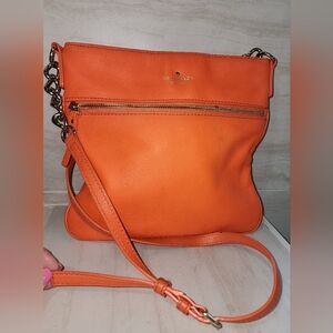 Kate Spade New York Orange Leather Gold Crossbody Purse